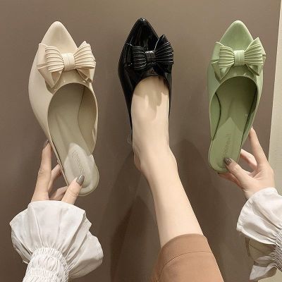 ❈☫☌ New baotou bowknot half slippers thick with jelly shoes leisure joker antiskid fashion female cool