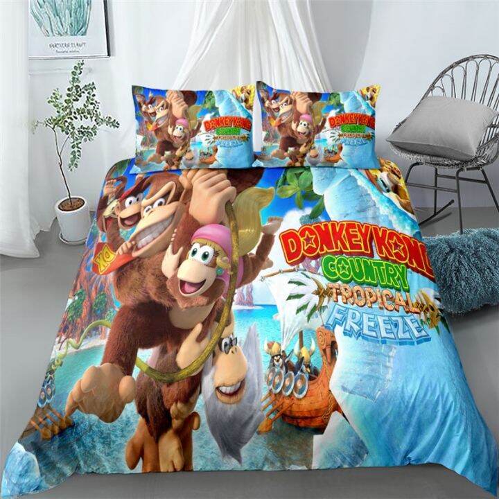 donkey-kong-switch-game-bedding-set-single-twin-double-queen-king-cal-king-size-bed-linen-set