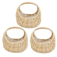 3X Mini Portable Flower Basket Half Moon Willow Flower Arrangement Basket Photo Props Flowers Hand-Woven Flower Basket