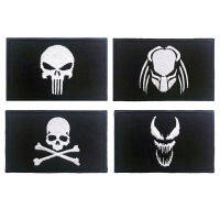 Skull Punisher Patches Armband Patch ปักตะขอและห่วงเหล็กบนป้ายปักลายทหาร-Kuosie