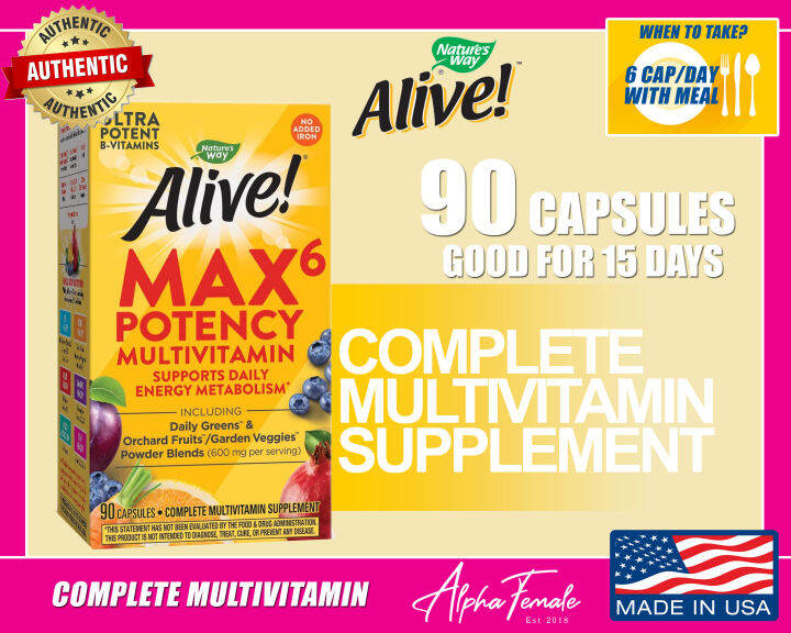 Nature's Way Alive Max 6 Daily MultiVitamin Maximum Potency Whole
