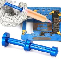 ▫ Solder Booster Aluminum alloy Booster Paste Flux Welding Soldering Oil Pusher Manual Syringe Plunger Dispenser Repair