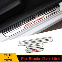 ฝาครอบชายบันไดธรณีประตูประตูสแตนเลสสำหรับ Honda Civic 10Th 2016-2020สติกเกอร์ติดรถอุปกรณ์ตัดแต่งขอบประตู