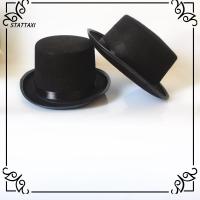 STATTAXI ผ้าผ้าทอ หมวกด้านบนสีดำ สง่างามเรียบหรู อุปกรณ์เสริมเครื่องแต่งกาย หมวกสุภาพบุรุษ ดีลักซ์ พับเก็บได้ หมวกนักมายากล การแสดงบนเวที