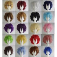 CHC_Men Women Multi-Color Short Straight Hairpiece Full Wig for Anime Party Cosplay QC7311036