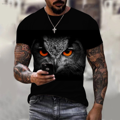 2023 Owl 3d Printed T-shirt, Suitable for Men, Fashionable Street Size, Casual Shorts, Summer Long Sleeves Unisex