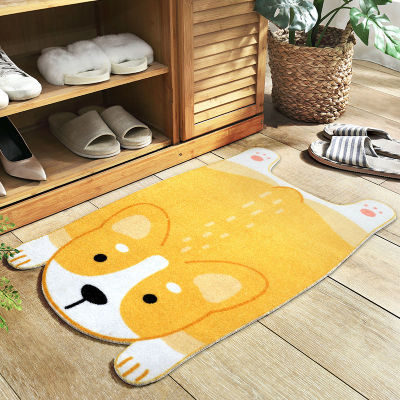 Cartoon Doormat Animal Corgi Shiba Inu Akita Dog Printed Anti-slip Water Absorption Bedroom Kitchen Carpet Floor Mat Toilet Rug