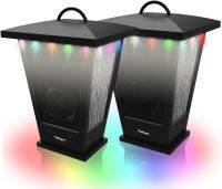 pohopa Bluetooth Speakers Waterproof, 2 Packs True Wireless Stereo Sound 20W Speakers Dual Pairing Lantern Indoor Outdoor Speakers with 20 Piece Sound Responsive LED Color Lights, Richer Bass, Black Colored Lights