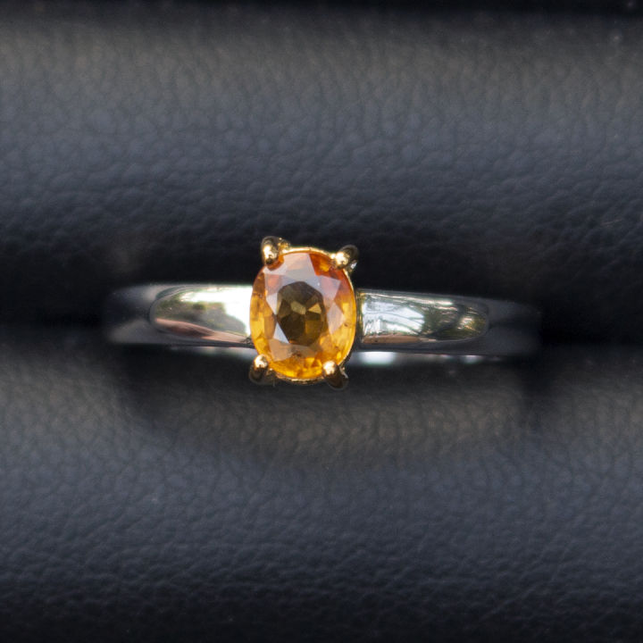 แหวนพลอยบุษราคัมน้ำทองบางกะจะ(Yellow Sapphire) เรือนเงินแท้ 92.5%  ชุบทองคำขาว ประดับข้างพลอยบุษราคัม ไซด์นิ้ว 50 หรือเบอร์ 5.5 Us |  Lazada.Co.Th