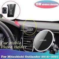 Mitsubishi Outlander LS 2016-2021ขาตั้งแม่เหล็กรองรับ Aksesoris iPhone สติกเกอร์ชาร์จไร้สาย