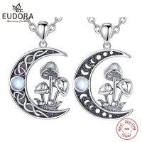 Eudora 925 Sterling Silver Witchcraft Mushroom Necklace Moon Phase Celtic Knot Amulet Pendant Witch Jewelry Personality Gift