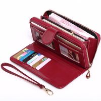 New Women Oil Wax Pu Leather Wallets Female Purses Big Capacity Hasp Zipper Purses Ladies Long Wristlet Clutch Coin Card Holders Wallets