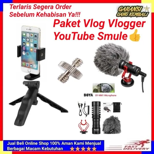 Paket Youtube YouTubers Vlog Vlogger Smule Alat Rekam Rekaman Mic Boya
