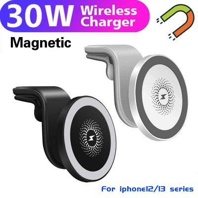 30W For MagSafe Qi Car Wireless Charger for iPhone13 12 Magnetic USB-C Phone Holder Mount