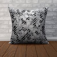 (All inventory) Sofa cushion cover 45X45 double-sided short felt pillowcase, black and white, suitable for hiasan kamar (Contact the seller to support free customization. Double sided printing design for pillows)