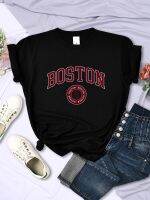 Boston City Us Founded In 1630 Female Tshirt Hip Hop Casual Tops Casual Sport Soft Clothes Fashion Breathable Women Short Sleeve