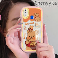 เคส Chenyyyka สำหรับ VIVO Y91 Y91i Y95การ์ตูนหมีแฮปปี้วินนี่ลายหมีขอบคลื่นนุ่มกันกระแทกแบบใสเคสมือถือโปร่งใสลายกล้องถ่ายรูปที่สร้างสรรค์ซิลิกาเจลฝาครอบป้องกัน