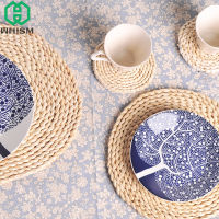 1PC Rattan Placemats Straw Cup Coasters Pad Dining Table Mat Heat Insulation Pot Holder Wicker Drink Coaster Kitchen Accessories