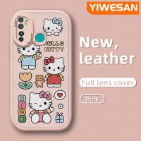 YIWESAN เคสสำหรับ Infinix ขายดี9 Pro X655C ร้อน9 Play เคส X680การ์ตูนแมวน่ารักกับดอกไม้ดีไซน์ใหม่เคสโทรศัพท์หนังนิ่มป้องกันกล้องคลุมทั้งหมดเคสสีกันกระแทกขอบนิ่ม