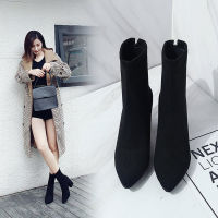 Fashion Women Ankle Boots Thick Heels Shoes Female Newest Pointed Toe Ladies Shoe High Quality Brand Woman Zipper Super High