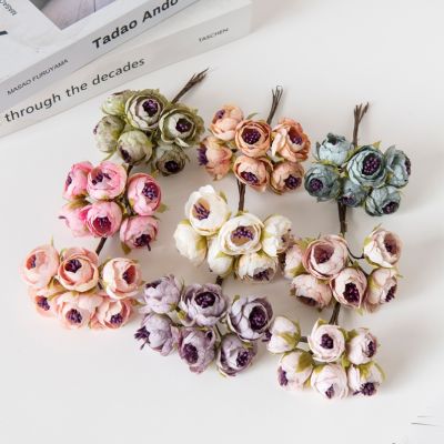 【CC】 12PCS Artificial Flowers Decorations for Accessories Stamen Wedding Bouquet Garland Gifts Silk Buds