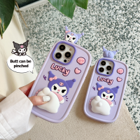 เคสโทรศัพท์ซิลิโคนเหลวรูปการ์ตูนสามมิติ Kuromi พร้อมสร้อยข้อมือสำหรับ iPhone 11, 12, 13, 14 Series