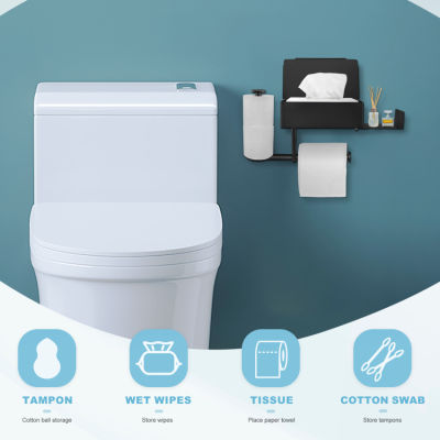 Toilet paper door, Wall toilet paper support without drilling with shelves and damp wipes, toilet paper roll with 2 bathrooms for bathroom and kitchen