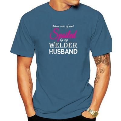 Spoiled By My Welder Husband Welders Wife Funny Anniversary Tops T Shirt New Arrival Summer Cotton Man T Shirts Summer