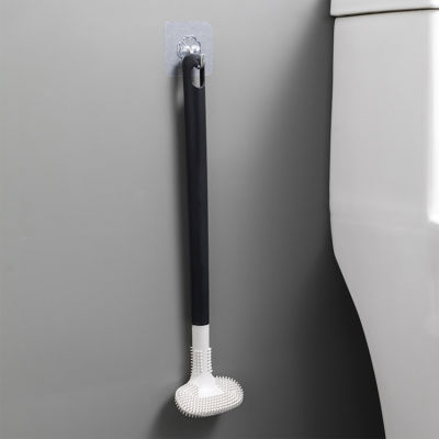 ชุดแปรงสุขภัณฑ์ซิลิโคนกอล์ฟด้ามยาวแปรงทำความสะอาดชักโครกสีดำอุปกรณ์ห้องน้ำที่ถูกสุขอนามัยที่ทันสมัย