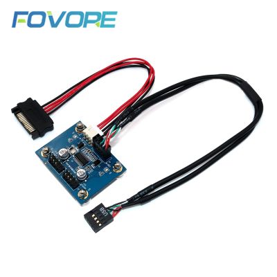 Cable USB 9Pin Motherboard Header Splitter HUB 1 to 2 Extension Cable Adapter 9-Pin Connectors with SATA Power Cable Magnet Foot