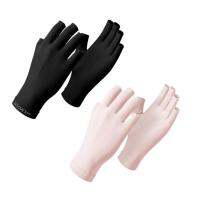 Sunscreen Gloves Sunblock Gloves Women With Hyaluronic Acid Skin-friendly High Elasticity Breathable Fingerless Nail Gloves UV Protection For Home sweet