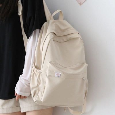 COD DSFGERERERER Solid Color Student Backpack Canvas Cute Women School Bag for Teenage Girls Bookbags Laptop Bacgpack