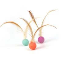 Cat Pet Ball Teaser Play Chewing Catch Toy Interactive Kitten Ball with feather Chew Toy For Pet Cat Dog Toys