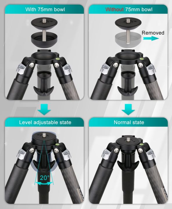 evumo-ขาตั้งกล้องหนักชามเส้นใยคาร์บอนมืออาชีพ-et7c-สำหรับ-dslr-กล้องบันทึกวิดีโอกล้องน้ำดูนกวิดีโอ