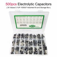 【cw】 500PCS/LOT 0.1UF 1000UF 24Values Aluminum Electrolytic Capacitors Assorted and Storage Capacitor 16 50V