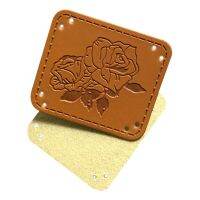 16 Options Rose Logo Cloth Sewing Labels for Clothing Flowers Logo Handmade Leather Tags for  Sewing Hand Made Tag for Gift Stickers Labels