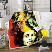 2023 Reggae Singer Bob Marley  Funny Character Blanket 3D Print Sherpa Blanket on Bed Home Textiles Dreamlike Style 11