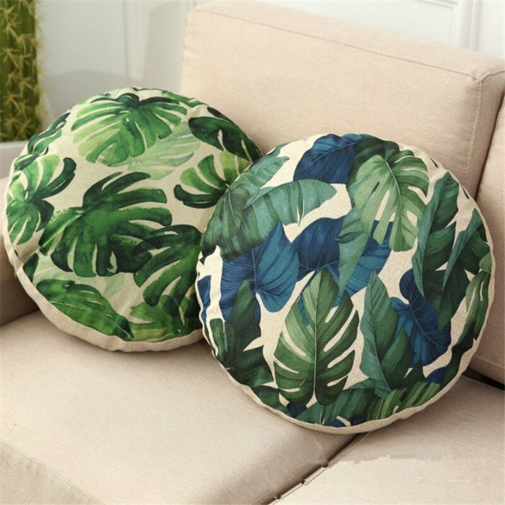 45cm-round-tropical-plant-circular-printed-home-decor-sofa-car-seat-decorative-cushion-cover