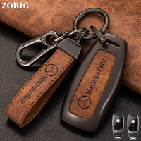 ZOBIG โลหะผสมสังกะสีหนังสมาร์ท Key Fob กรณีที่มีสายคล้องคอสำหรับ Mercedes Benz A C E S CLA CLS GLA GLB GLC GLE GLS G แก้ว2017 2021พวงกุญแจ Keyless การควบคุมระยะไกลปกเชลล์