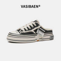 VASIBAEN?สามารถจ่ายเงินเมื่อได้รับสินค้า?  รองเท้าผ้าใบไม่มีส้นแนววินเทจและรองเท้าสเก็ตบอร์ดสำหรับสตรีรองเท้ารัดรูปและพื้นรองเท้ากันลื่น