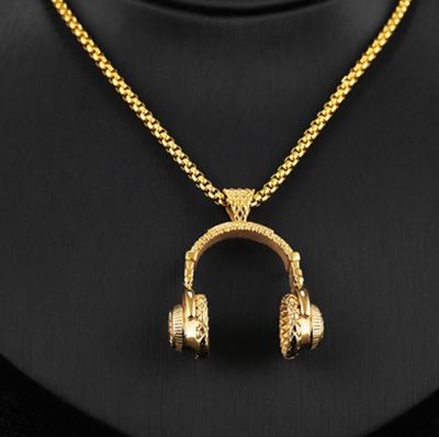 【CC】 Music Headphone Pendant Necklace Chain Men Hip Hop Jewelry Headset Male Hot Sale