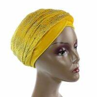 【YF】 Muslim Turban Hijab Rhinestone Velvet Womens Headscarf Female Head Wraps Headwear African Hat Turbante Mujer