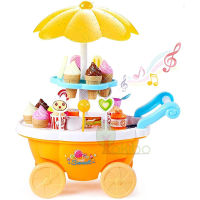 39PC Kitchen Play Toys for Girls Ice Cream Push Up Cars Children Cooking Set Toys Pretend Play Toys Ice Cream Toys For Girls Boy