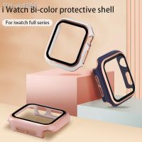 Glass case For Apple Watch 44mm 42mm 45mmPC Bumper Screen Protector Tempered Cover iwatch 87 6 38mm 41mm Series Band Accessories