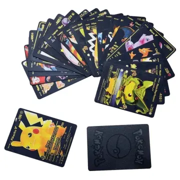 5 Style Pokemon Game Cards Pikachu Gold Silver Black Vmax GX original metal  rare colorful English Spanish Collection letter Toy