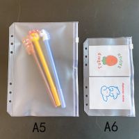 5Pcs A5/A6/A7 Binder Pockets Transparent PVC 6-Hole Binder Pockets Zip Folder Plastic Money Budget Envelopes