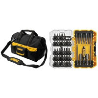 Custom Leathercraft DG5543 16 in. 33 Pocket Tool Bag, Black &amp; DEWALT Screwdriver Bit Set with Tough Case, 45-Piece (DW2166)