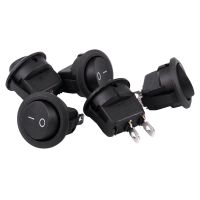 5Pcs SPST Black Button On/Off Round Rocker Switch AC 6A/250V 10A/125V