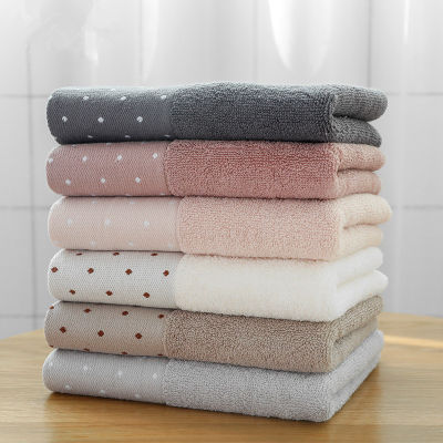 34x75cm 100% Cotton Absorbent Dot Pattern Solid Color Soft Adult Bathroom Hand Towel