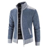 New Mens Sweater Coat Fashion Patchwork Cardigan Men Knitted Sweater Jacket Slim Fit Stand Collar Thick Warm Cardigan Coats Men